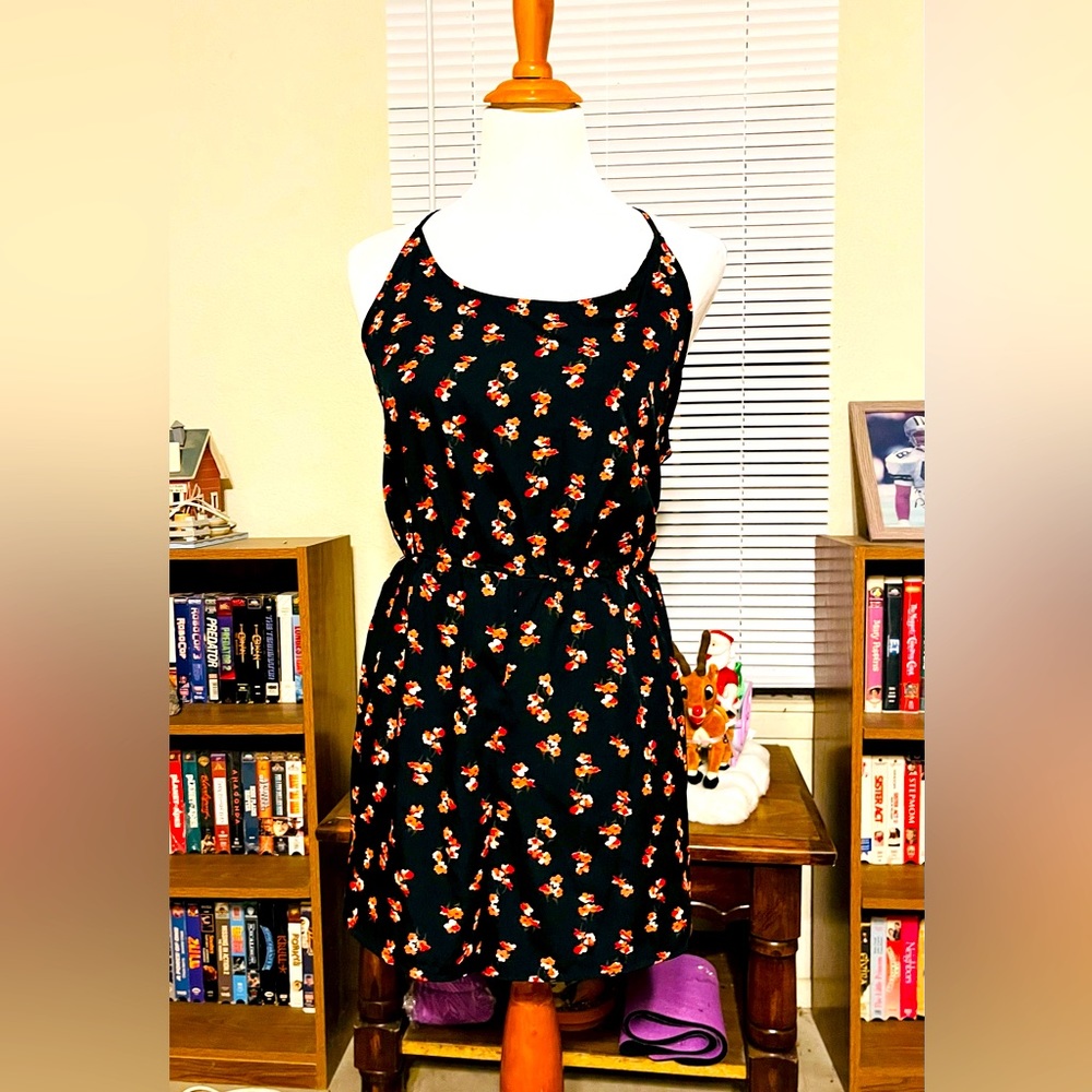 City Streets Black and Red Floral Romper